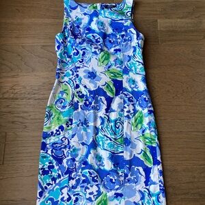 Chaps Blue and Green Floral Midi Dress